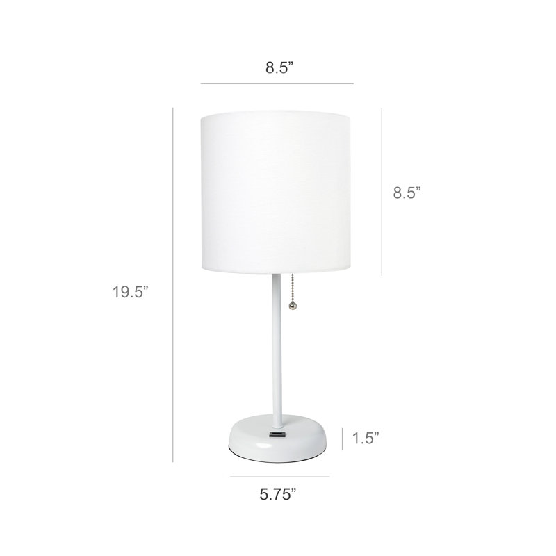 Delp Metal USB Table Lamp, No, White, White