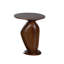Table d'appoint ronde en bois de manguier avec piédestal sculpté et finition teinte
