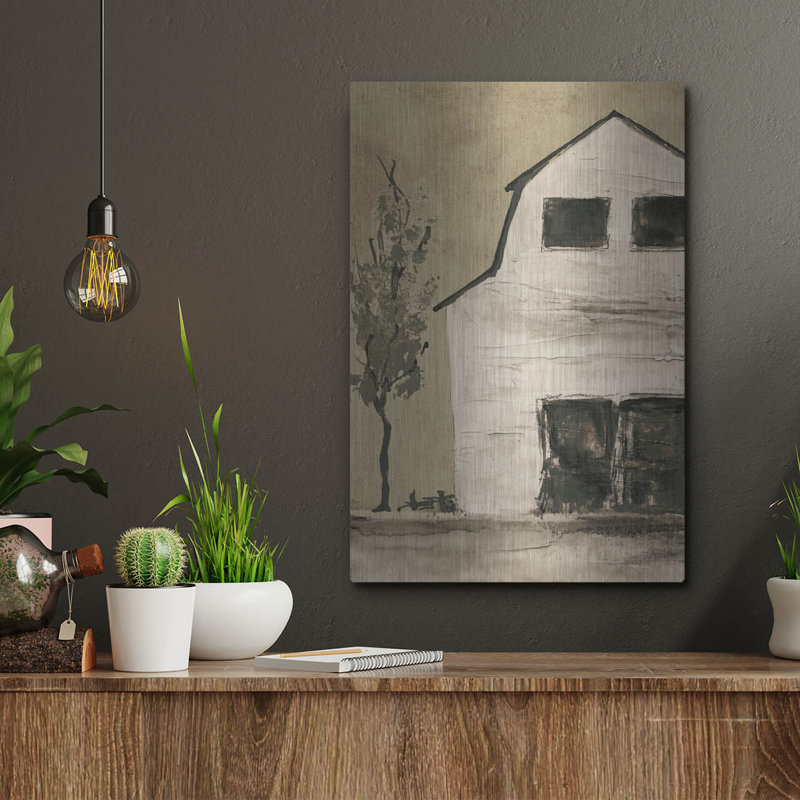 Art mural en métal «Brown Barn 4» par Chris Paschke, H 16 po x l 12 po