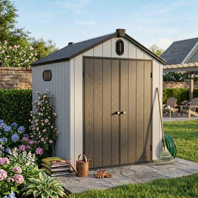 XWT012-1 6*8Ft Resin Plastic Storage Shed For Backyard Garden Big Spire Tool Storage