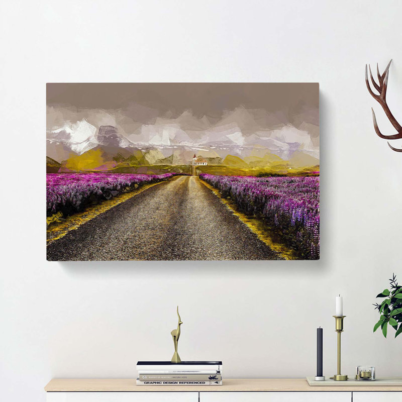 Road To A Church In Iceland In Abstract - Wrapped Canvas, 60cm H x 91cm W x 3cm D