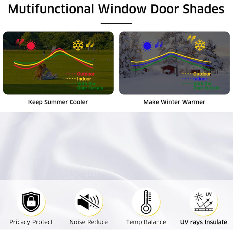 Magnetic Blackout Door Blinds, No Drill Roll Up French Door Curtain for Window, Thermal Insulated Light Blocking Shades for Sidelight Glass Window, 1 Panel