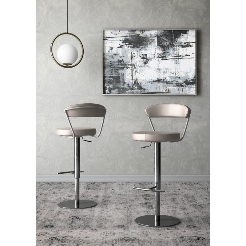 Naumann Swivel Upholstered Adjustable Height Counter Stool with Metal Frame, Taupe