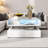 Lift-Top Coffee Table with 2 Drawers, Modern Square Design with Glass Top and High-Gloss Finish, Hidden Storage and LED Lights for Living Room-777997976