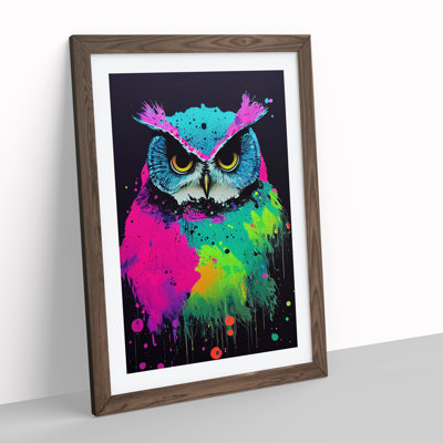 Paint Splashed Owl No.5 Abstract - Single Picture Frame Painting