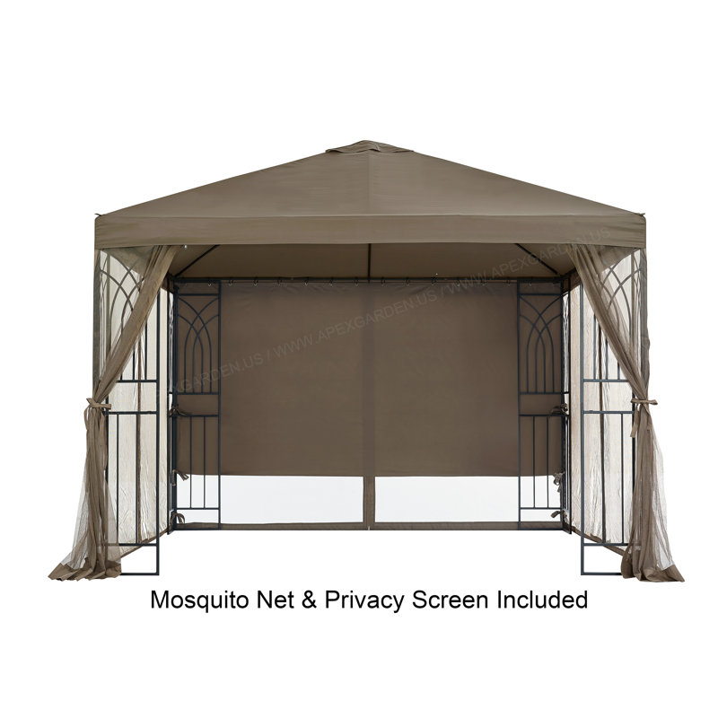 Symphony III 10' x 10' Beige Steel Patio Gazebo with Mosquito Net