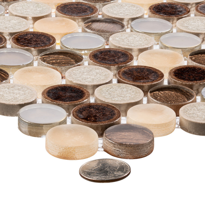 Polka 1-in. Penny Round Glass, Ceramic & Natural Stone Wall & Floor Mosaic Tile, Wasper