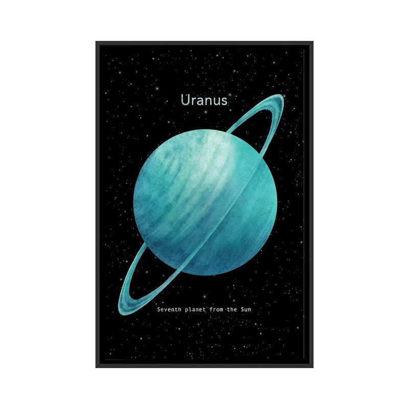 « uranus », impression sur toile, H 26 po x l 18 po x P 1,5 po, Toile avec cadre noir, Pas de tapis
