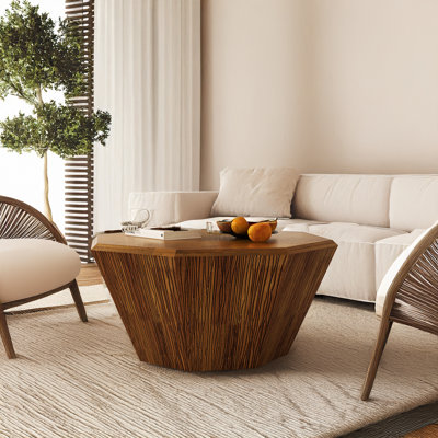 Table basse 31,5 "octogonale en bois d'hévéa