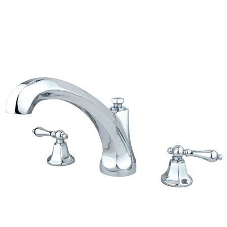 Metropolitan Double Handle Deck Mounted Roman Tub Faucet, Polished Chrome