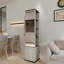 Armoire de rangement rotative à 360 ° avec miroir pleine longueur, blanc antique