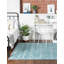 Tapis bleu turquoise en polypropylène tissé à la machine Briehn-860863631
