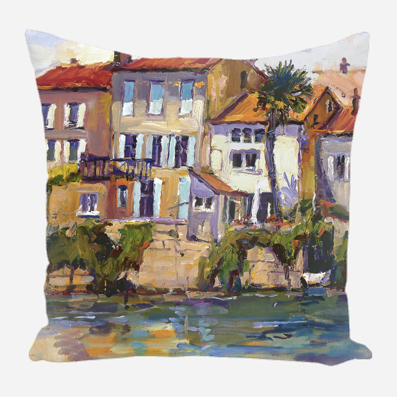 Decorative Linen Throw Pillow Linen Square Pillow Cover & Insert, 17" x 17"