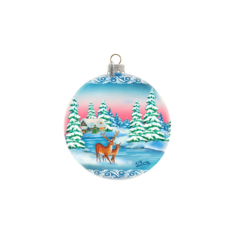 Holiday 3.5'' Handmade Glass Ball Ornament