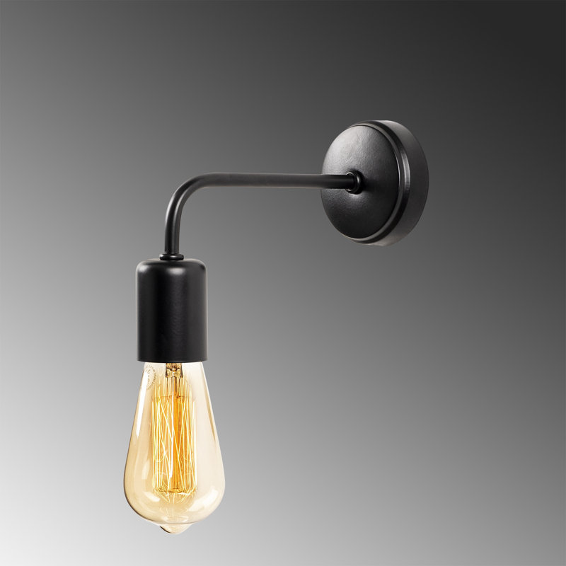 Lampe murale moderne industrielle, corps en fer noir, 3,1 x 7,9 pouces | Hauteur: 5,9 pouces, diamètre de la plaque de base: 3,1 pouces, douille E27 de 40 W maximum | Parfait pour la décoration intérieure et les espaces de bureau, comprend les instructions d'installation