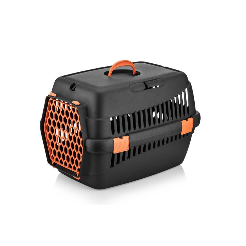 Boîte de transport pour animaux, Noir / Orange, H 21,65 po x l 15,35 po x P 21,65 po