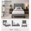 Lit plateforme tapissier avec tête de lit capitonnée horizontale, gris, simple-91972475-91972476