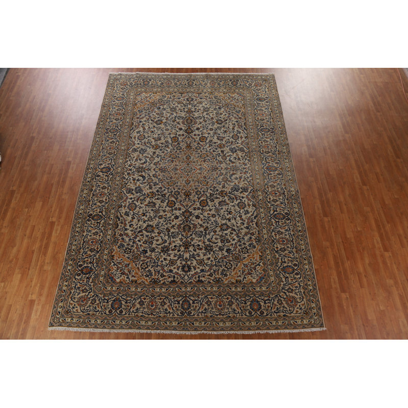 Tapis traditionnel persan Kashan traditionnel noué à la main 10 x 14