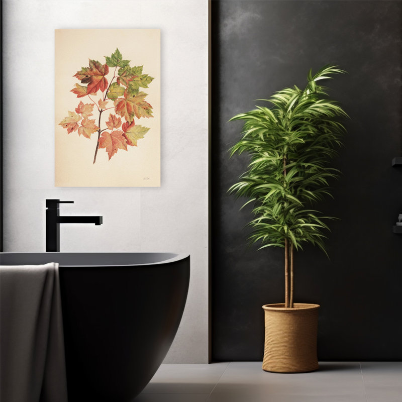 Feuilles d'automne II en sourdine - art éphémère brun d'automne contemporain, H 24 po x l 16 po