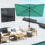 Parasol d'extérieur 1,98 m x 3,05 m, toile de protection 50+ couches, manivelle facile et inclinable, parasol turquoise pour terrasse, barrière, inclinaison réglable.