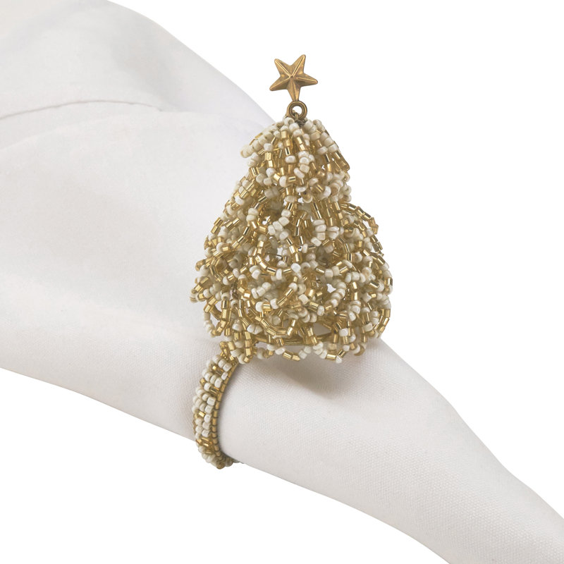 Ensemble de 4 rondelles de Noël en forme d'arbre de Noël, Or