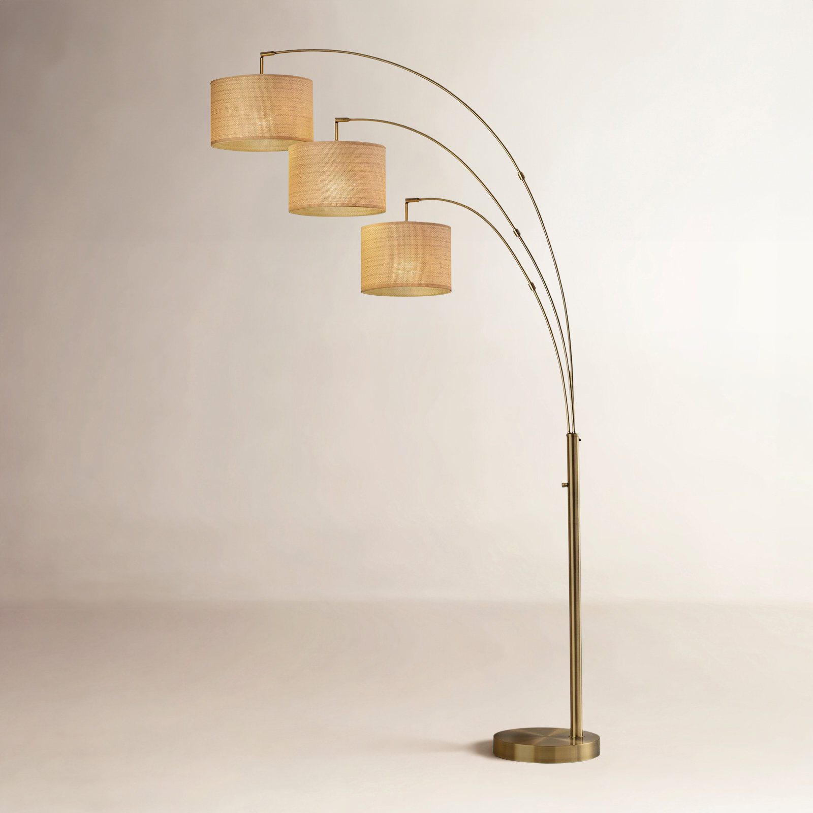 Felice 74'' Floor Lamp, Antique Brass, Natural/Beige