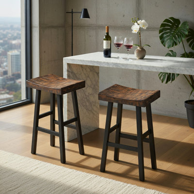 Solid Wood Saddle-Seat With Curved Seat Surface And Comfortable Footrests