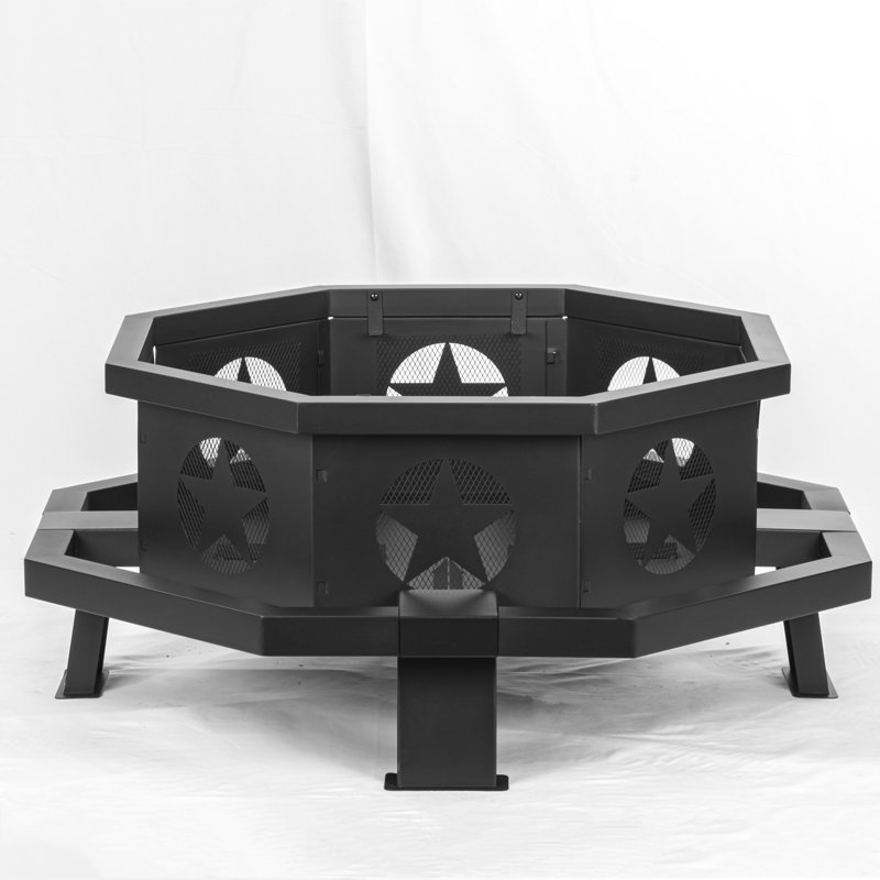Antheny Wood Burning Fire Pit, Outdoor Firepit, 18" H x 42" W x 42" D