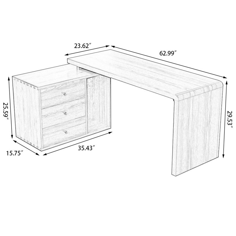Bureaux en bois massif en L noyer, H 29,53 po x l 94,49 po x P 29,53 po
