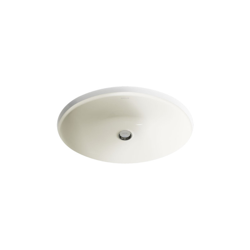 Caxton Ceramic Oval Undermount Bathroom Sink, Biscuit