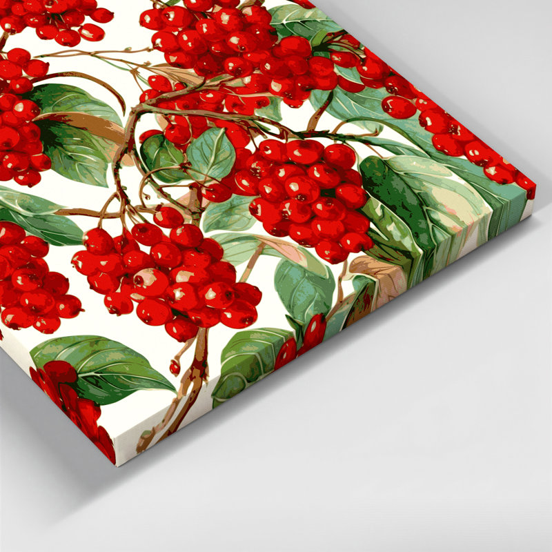 «Fruit Arbutus Berry», art mural sur toile rouge, H 32 po x l 32 po