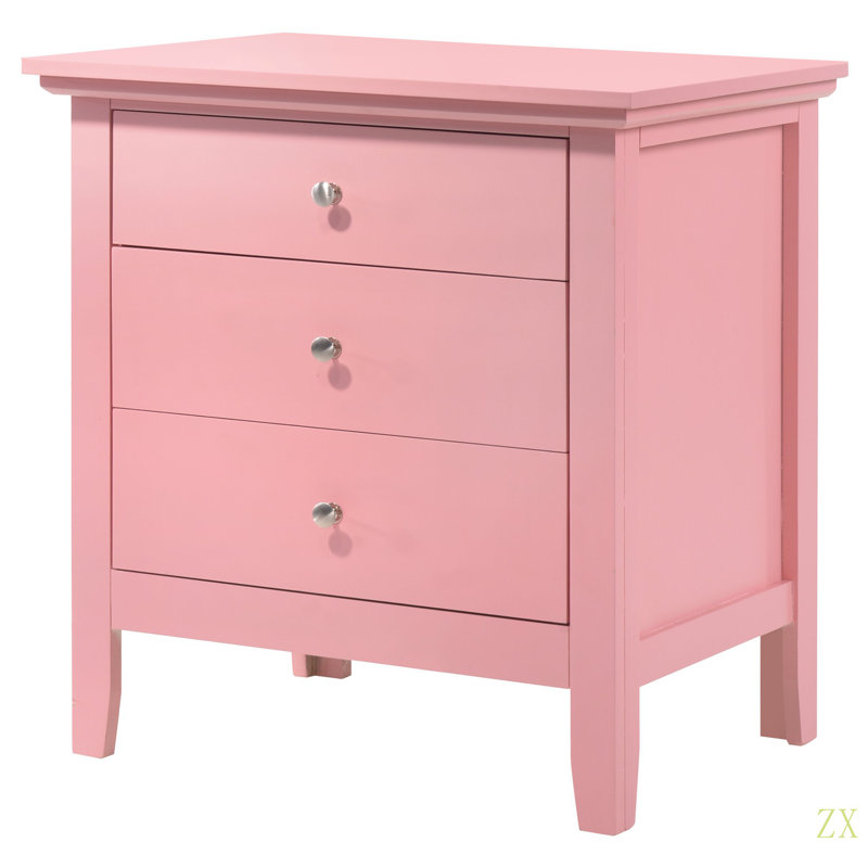 Table de chevet de charme avec rangement, Rose