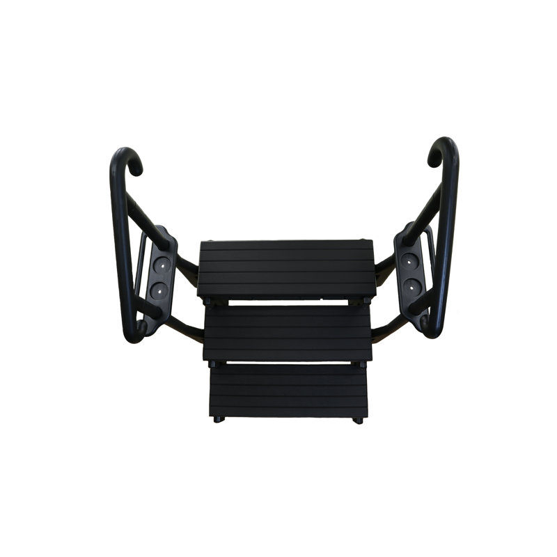 Black 36-Inch 3-Step Slip Resistant Spa Step with Handrails