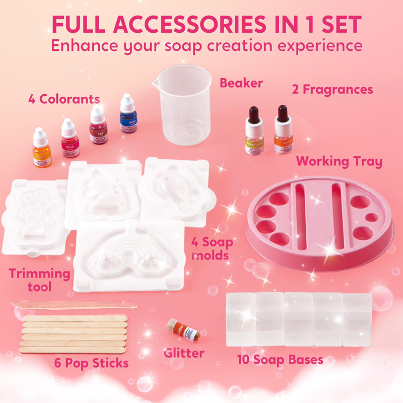 Ensemble de fabrication de savon Unicorn DIY, comprend 4 moules et 10 bases de savon pour des projets artistiques créatifs