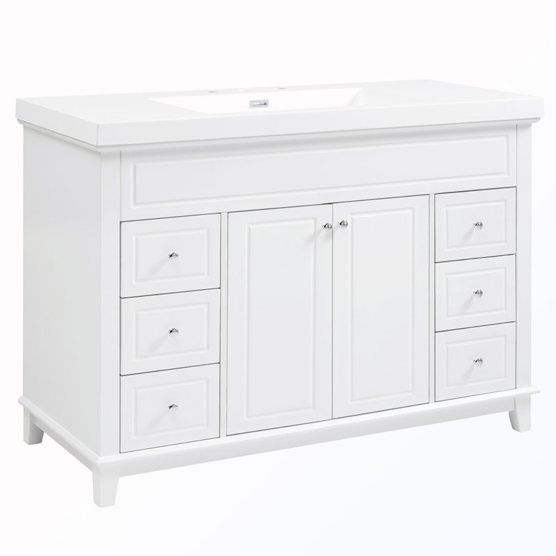 Rangement de salle de bain avec lavabo double et 6 tiroirs