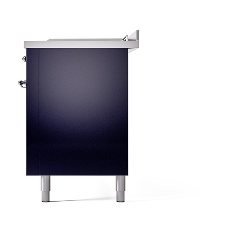ILVE Nostalgie II Noblesse 60 in Dual Fuel Range 7 Burner, Griddle, Frenchtop, Liquid Propane, Midnight Blue/Chrome