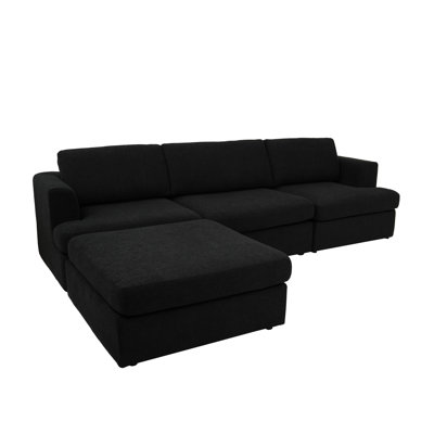 4-piece Upholstered Boucle Sectional Sofa With Ottoman