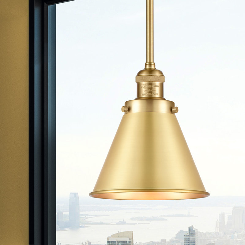 Luminaire suspendu conique à 1 lumière Donovan, Or satiné, Or satiné, Ampoule DEL 6 watts Vinage