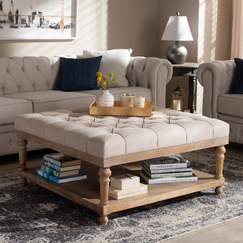 Adger Upholstered Ottoman, Beige