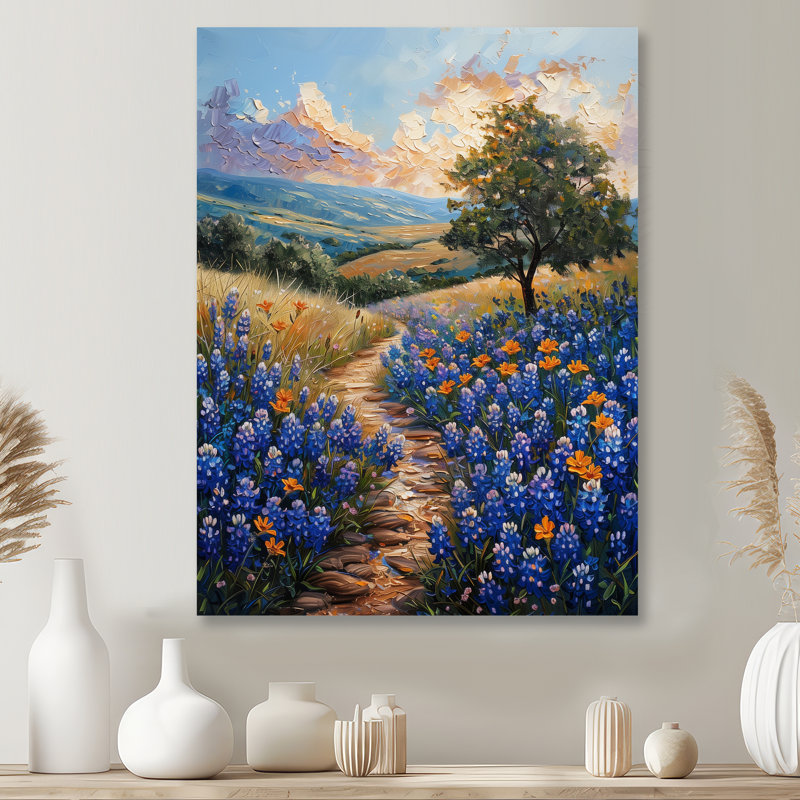 Décoration bleue bleue prairie bleue Bonnets bleus III - Bonnets bleus, Métal métal, H 32 po x l 24 po x P 1 po