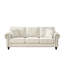 Canapé en chenille 3 places beige 86 po avec accoudoirs roulés, pieds en bois et garniture cloutée, rembourré de mousse, structure en pin, moderne incurvé, 86 po, beige, canapé, pieds, revêtement, mousse haute densité, structure solide