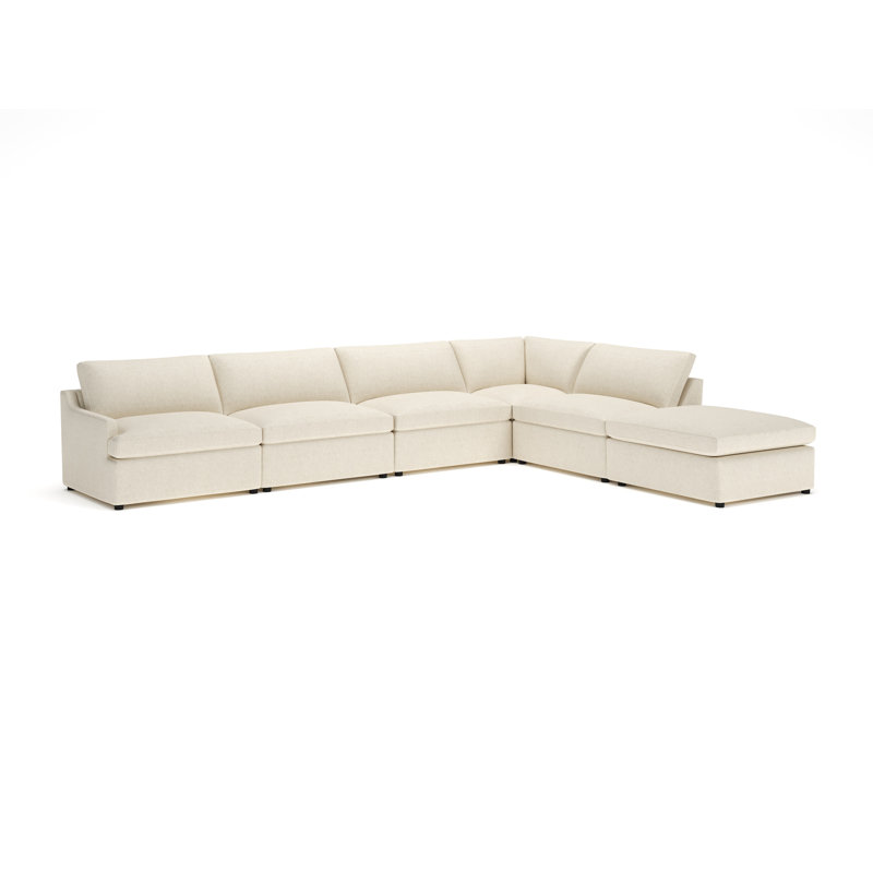 Essex 6-Piece Upholstered Modular Sectional, John Sepia Performance Linen Blend, Right Hand Facing