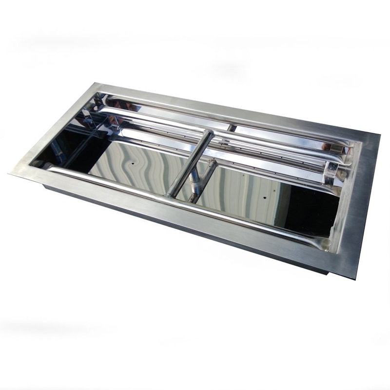 Brûleur de foyer rectangulaire en acier inoxydable, H 30 po x l 12 po x P 3 po