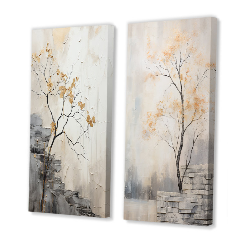 Ensemble de salon Minimalisme Calm River Forest - Trees Wall Art, H 28 po x l 25 po, Toile tendue