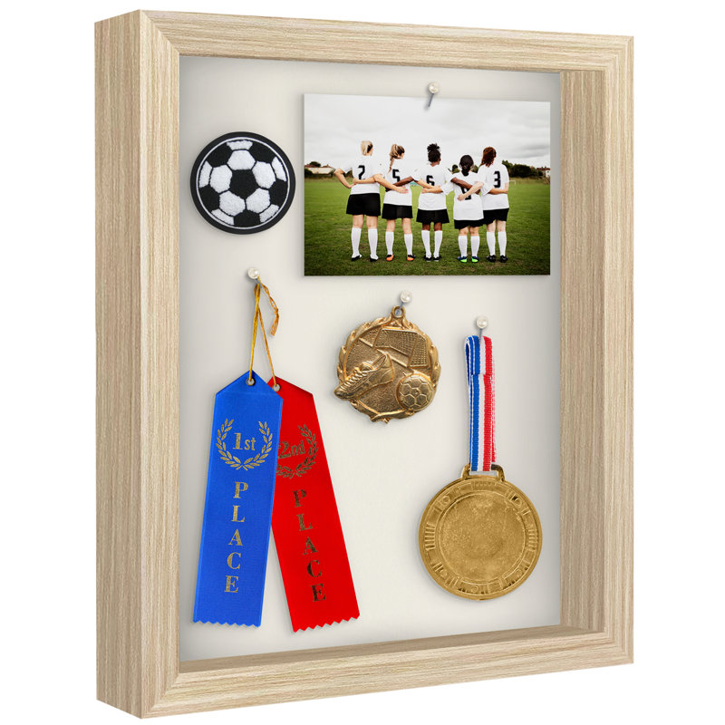 Cadre Delboxillo Shadowbox de 1,5 po de profondeur pour objets avec façade en verre, Chêne, L 11 po x H 14 po