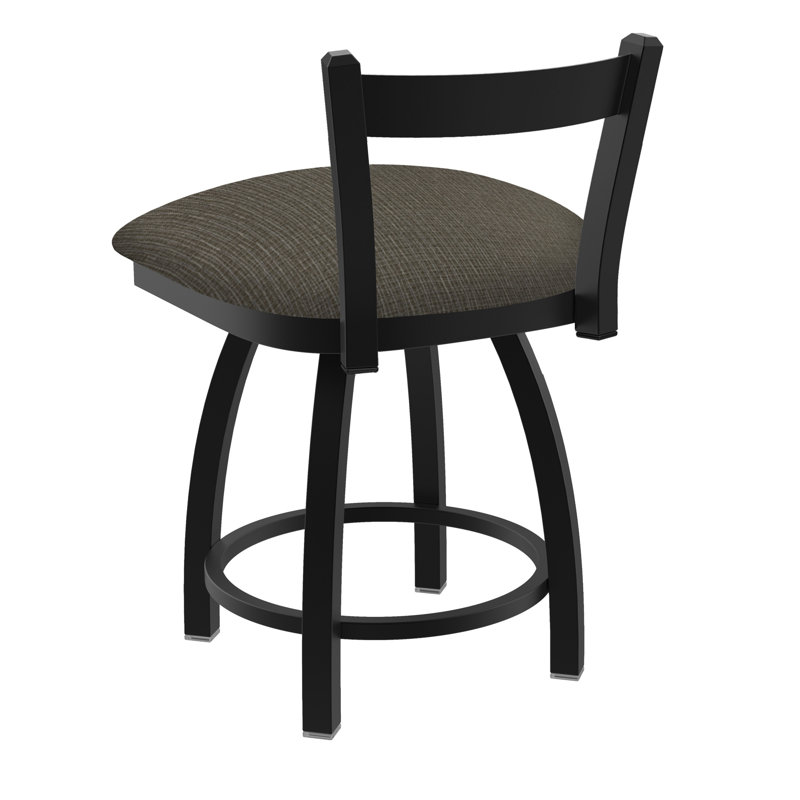 Tabouret de coiffeuse en métal Catalina, Tissu - graphique calice, Noir froissé