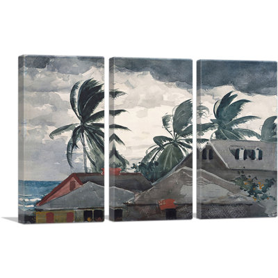 «Hurricane Bahamas 1898» par Winslow Homer, ensemble de 3 reproductions d'art sur toile tendue