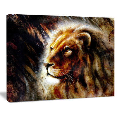 Animal Majestically Peaceful Lion - Painting Print