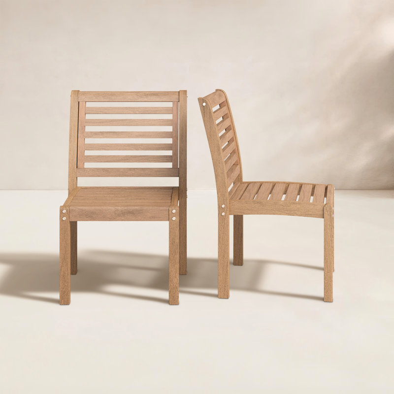 Rafael Wood Premium All-Weather Wicker Outdoor Stacking Dining Side Chair