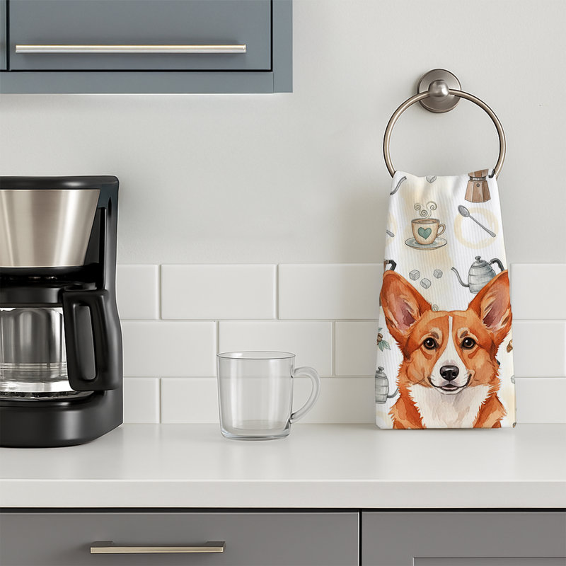 Serviette de cuisine Coffee Bar, Red Cardigan Welsh Corgi